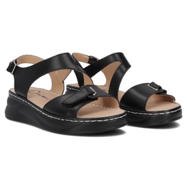 Filippo Women's leather sandals for black wedges DS7043/25 BK Filippo Women's leather sandals for black wedges DS7043/25 BK