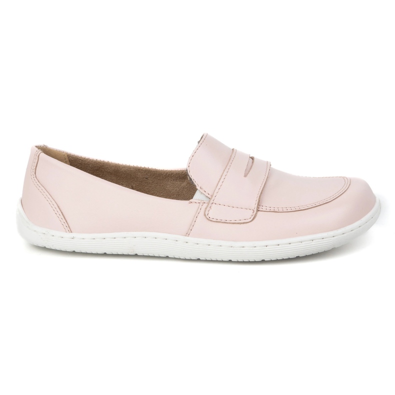 Olivier Barefoot elegant women's minimalist leather loafers 1280 powder pink