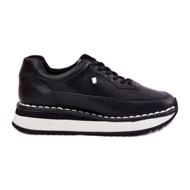 Women's leather sneakers on the Big Star RR274A335 Black platform