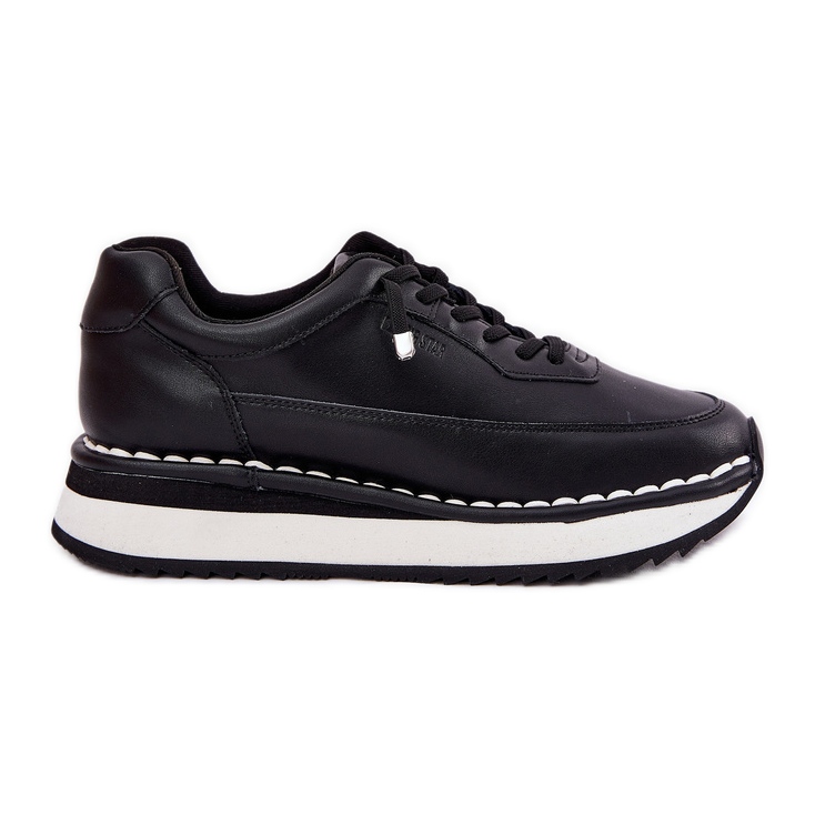 Women's leather sneakers on the Big Star RR274A335 Black platform