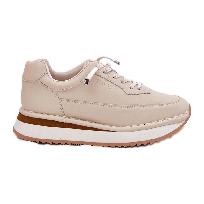 Women's leather sneakers on the Big Star RR274A334 beige platform Women's leather sneakers on the Big Star RR274A334 beige platform