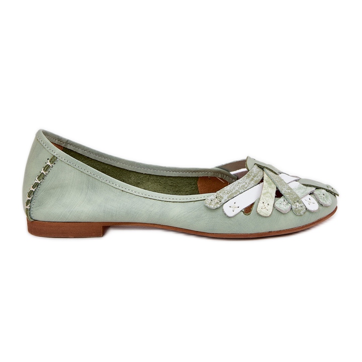 Women's leather ballerinas maciejka 01358-50 mint green