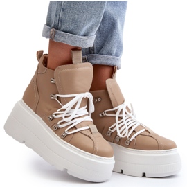 Zazoo 3416 Leather Women's Sports Shoes, Beige Zazoo 3416 Leather Women's Sports Shoes, Beige