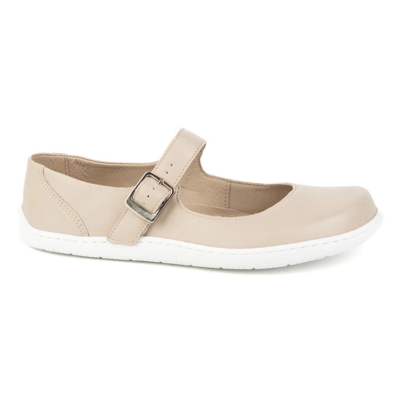 Barefoot women's ballerinas Olivier 1286 - leather shoes with a buckle for everyday and elegant stylizations beige Barefoot women's ballerinas Olivier 1286 - leather shoes with a buckle for everyday and elegant stylizations beige