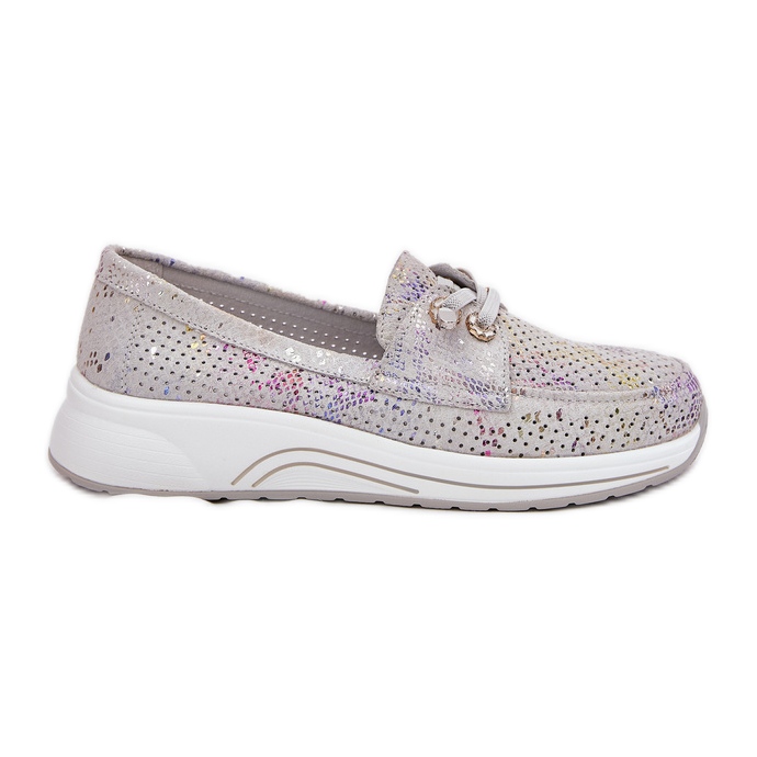 Suede shoes made of natural leather on the Artiker 56C2104 gray platform grey
