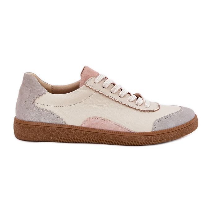 Women's leather sneakers zazoo n1220 beige