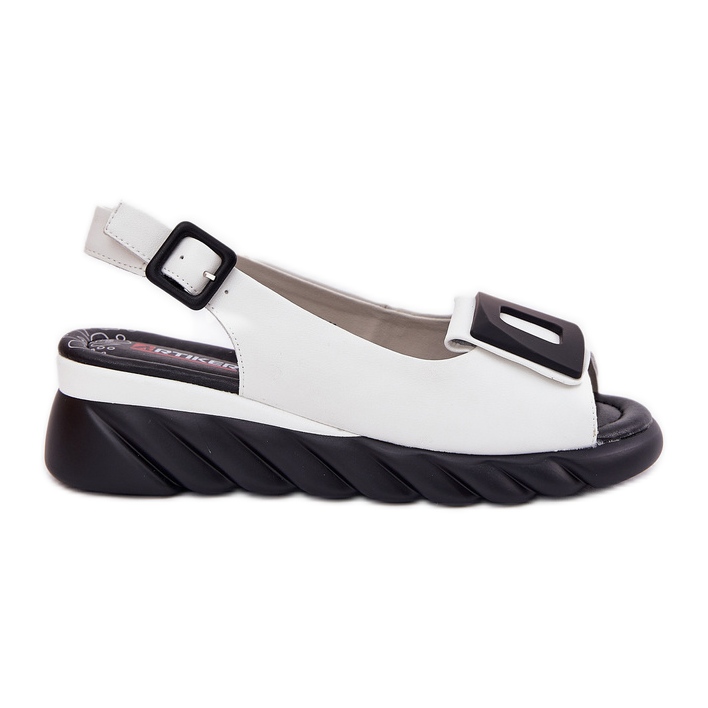 Women's leather sandals with a wedge with decoration Artiker 56C2157 White Women's leather sandals with a wedge with decoration Artiker 56C2157 White