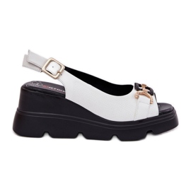 ARTIKER Women's leather sandals on wedge and platform with decoration artker 56c1588 white