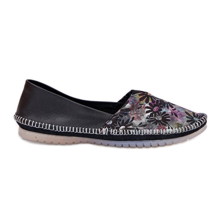 Leather ballerinas with a pattern maciejka T1930-39 black