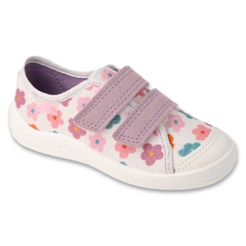 Befado children's slippers 772x017 with colorful flowers white Befado children's slippers 772x017 with colorful flowers white