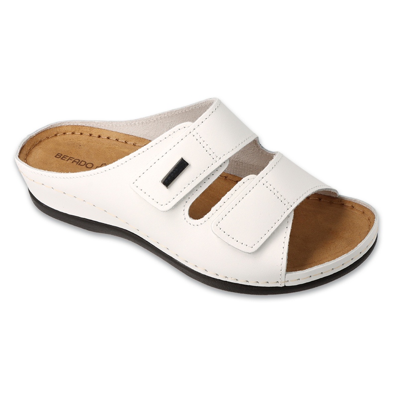 Women's leather slippers Befado 158d285 white