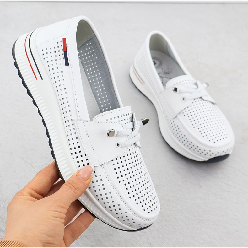 Evento Women's leather shoes openwork white event 8443