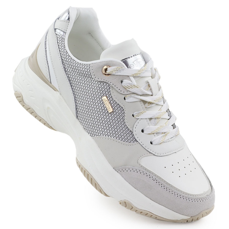 Women's leather Sneakers White Evento 8238 grey