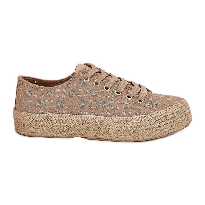 Patrouched women's sneakers on the platform with Lee Cooper LCW-25-08-3646L khaki braid beige