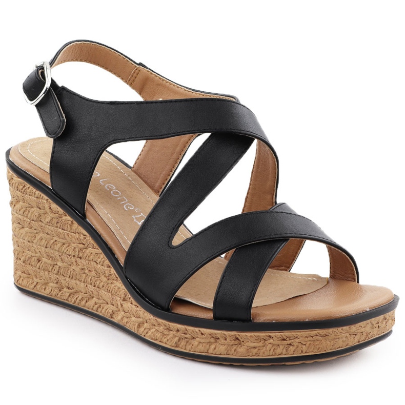 Women's sandals on wedges Black Sergio Leone SK223