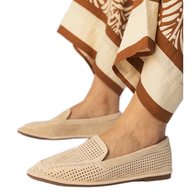 Beige openwork loafers from Ekozamszu