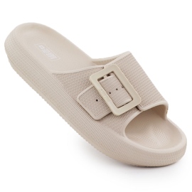 Women's sports flip flops on a thick sole beige Big Star RR274A582