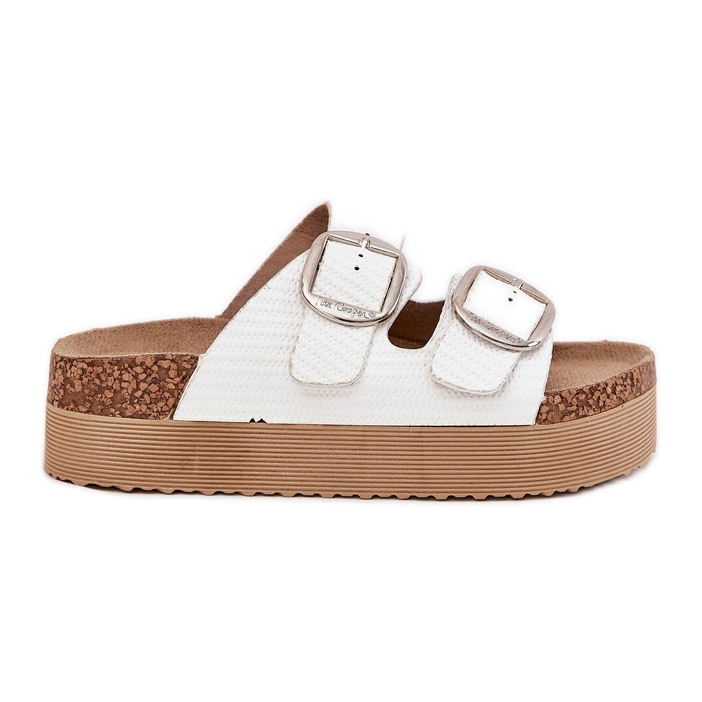 Women's flip flops with Lee Cooper LCW-25-35-3496L white platform