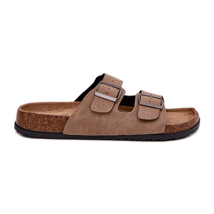 Evento Women's flip flops with clamps on a cork platform beige