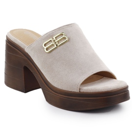Women's slippers on the pillar beige Vinceza 17400 Women's slippers on the pillar beige Vinceza 17400
