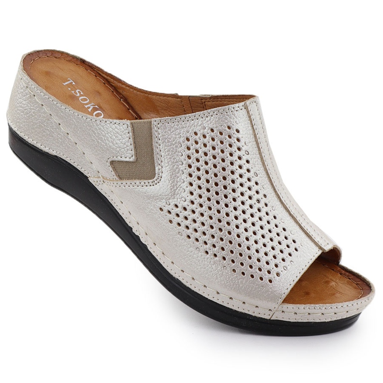 Women's leather Summer Summies with an eraser with T.Sokolski L25-157 golden