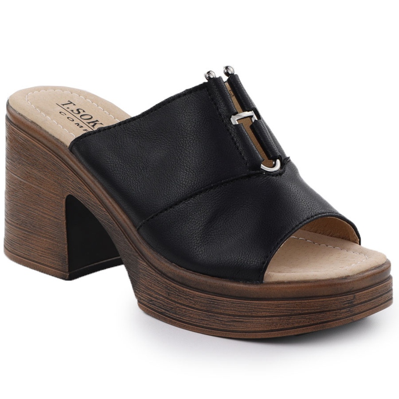 Women's leather slippers on the Black T.Sokolski L25-13 post