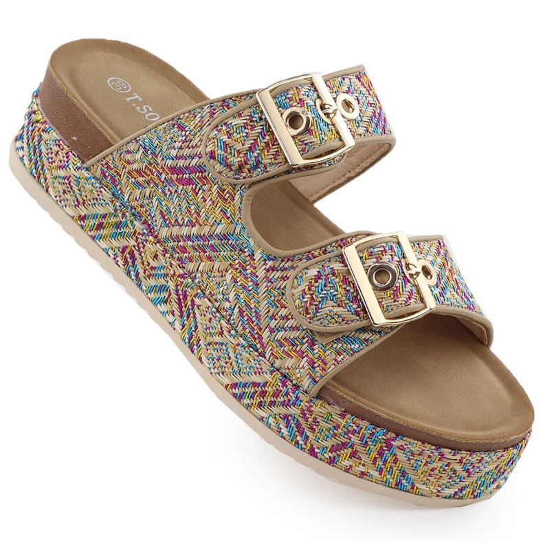 Slippers on a thick sole with clamps T.Sokolski L25-322 multicolored