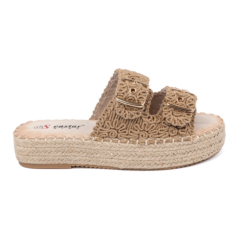 Seastar Beige flaps braided on a platform with buckles