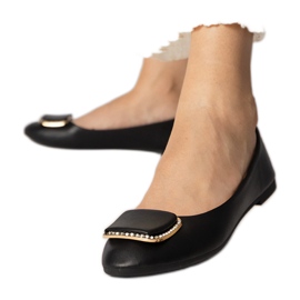Black women's ballerinas with zircons