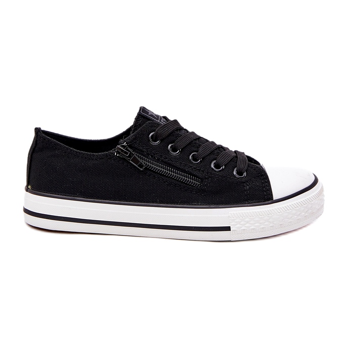 News Black lace -up low sneakers