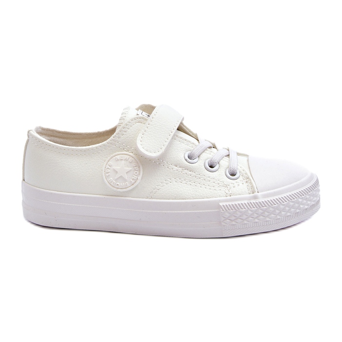 News Leather Children's Sneakers with Velcro, White News Leather Children's Sneakers with Velcro, White