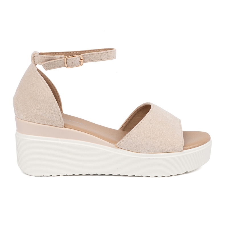 Seastar Light -bearing women's sandals on a white wedge beige
