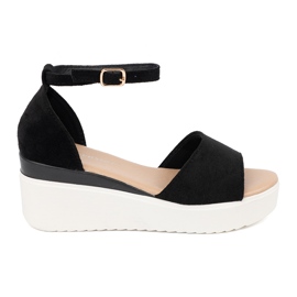Seastar Black women's sandals on a white wedge Seastar Black women's sandals on a white wedge