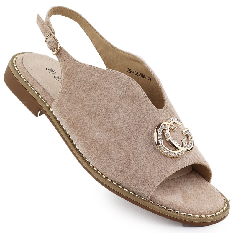 Women's sandals built with beige decoration 43329 Potocki