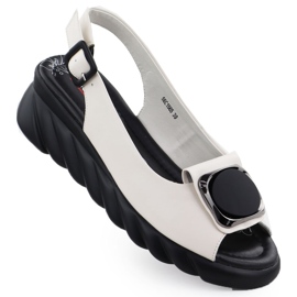 Women's leather sandals on wedge cream artiker 56c1565 creamy