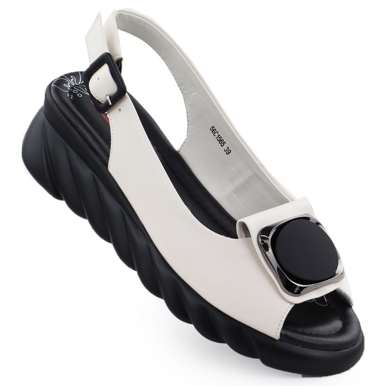 Women's leather sandals on wedge cream artiker 56c1565 creamy