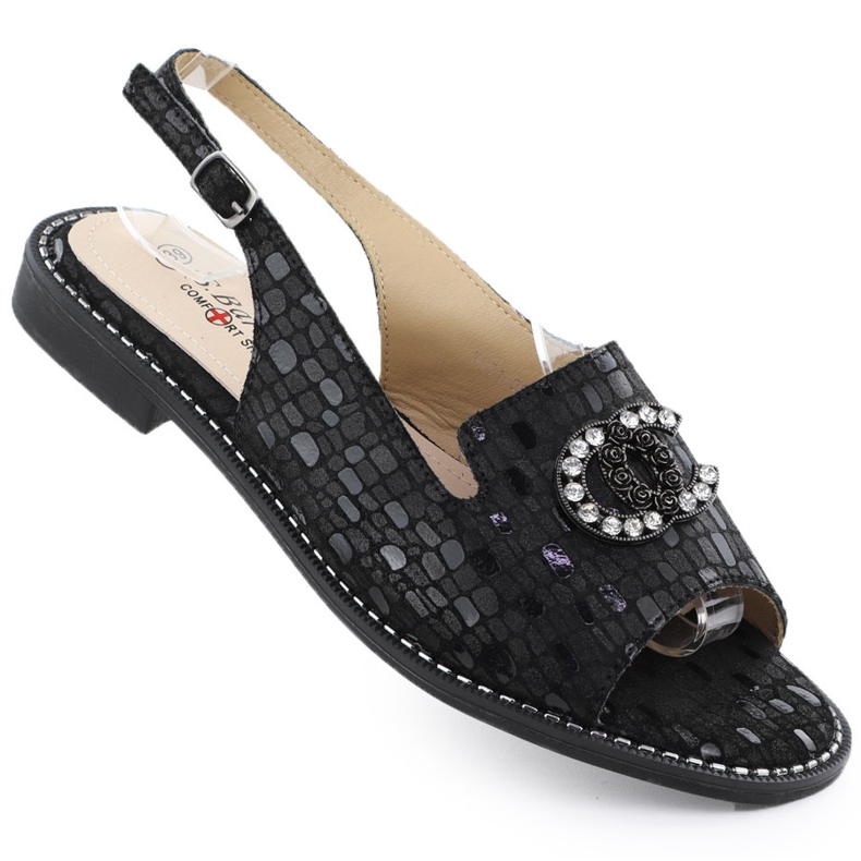 Women's leather sandals black s.barski KV51-096 Women's leather sandals black s.barski KV51-096