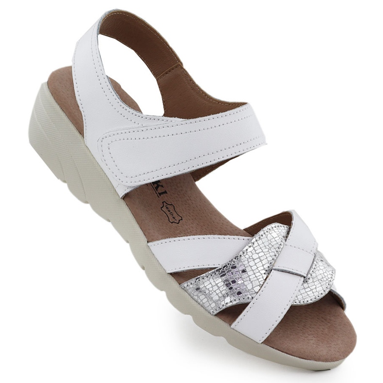 Women's leather sandals for white wedges T.Sokolski L25-631