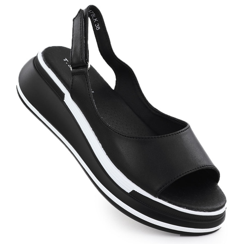 Women's leather sandals on wedges Black T.Sokolski L25-247 Women's leather sandals on wedges Black T.Sokolski L25-247