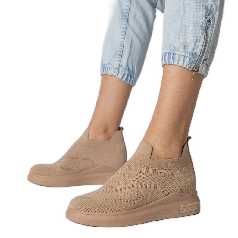 Brown socks sliding sneakers