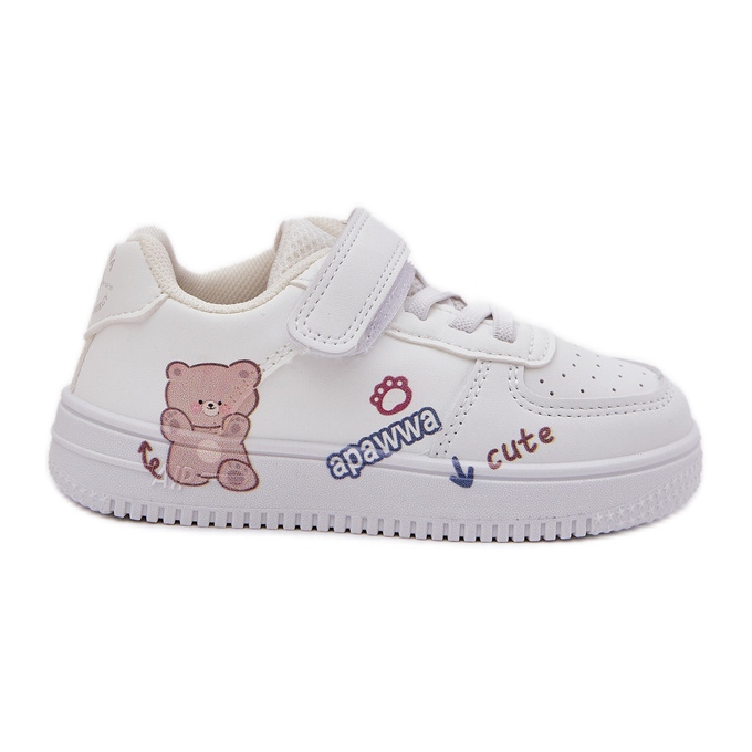 Velcro children's sneakers with a white teddy bear Velcro children's sneakers with a white teddy bear