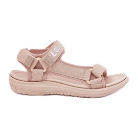 Women's material sandals for Velcro Lee Cooper LCW-25-34-3560 beige