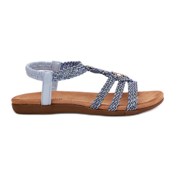 Women's flat sandals with braided Artiker 56C1325 Blue stripes