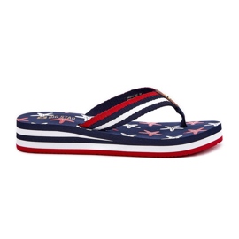 Women's flip -flops on wedges big star rr274a127 navy blue