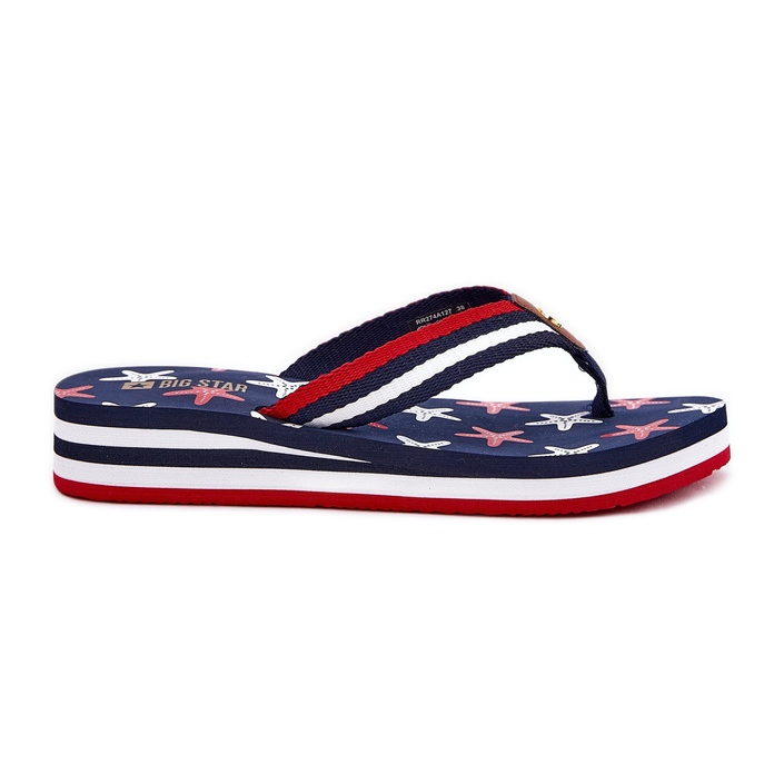 Women's flip -flops on wedges big star rr274a127 navy blue