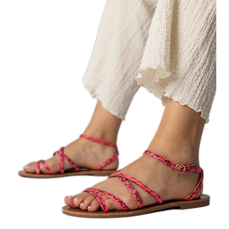 Pink sandals on a flat sole