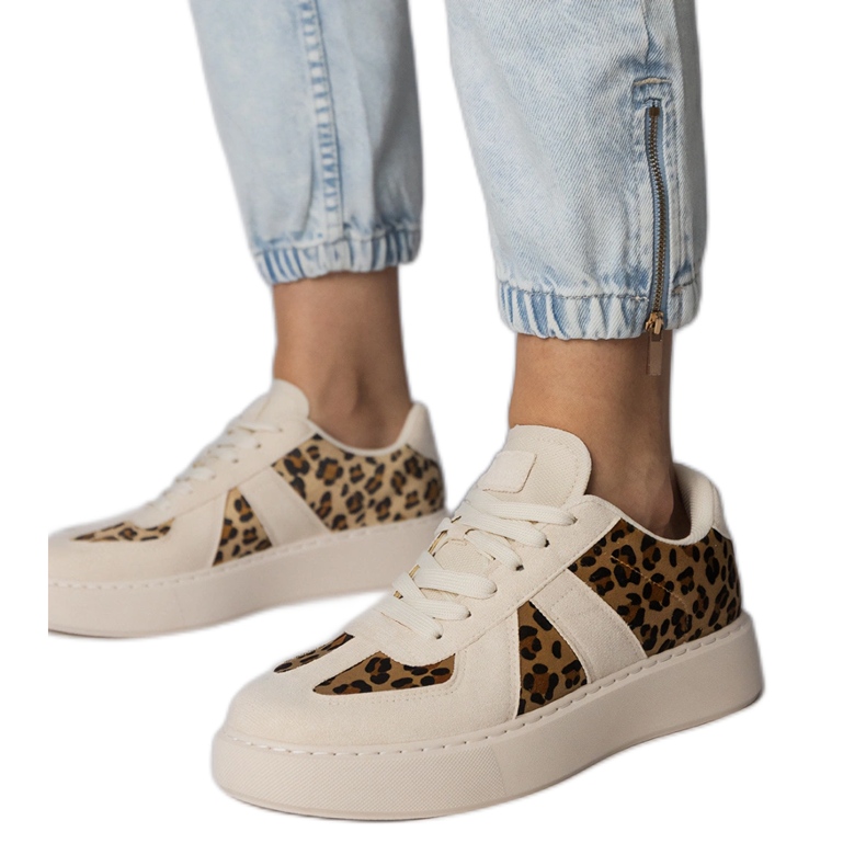 Beige-pantter women's sneakers