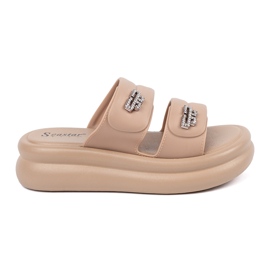 Seastar Beige women's platform slides
