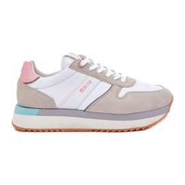 Women's suede Sneakers Big Star RR274A047 Hi-Polish Beige-White System