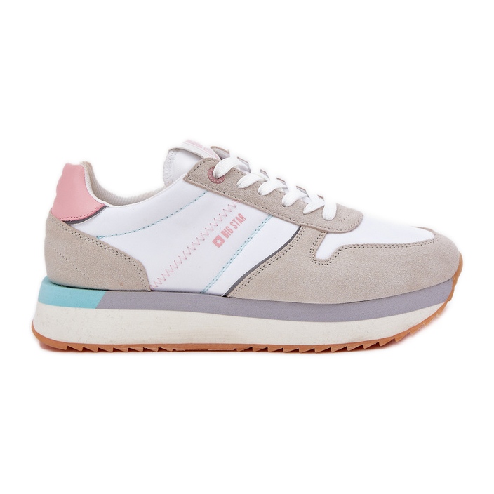 Women's suede Sneakers Big Star RR274A047 Hi-Polish Beige-White System